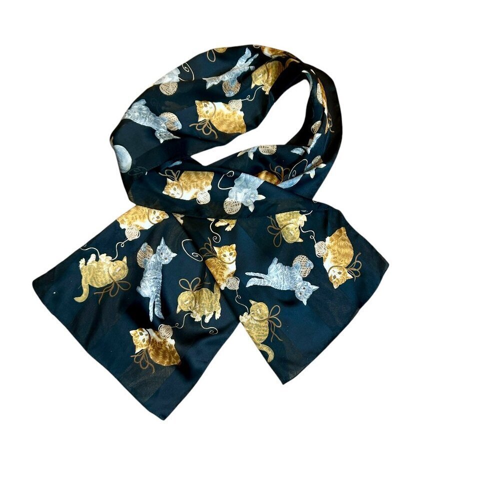 Vintage Playful Cats Kittens and Yarn Rectangular Scarf
